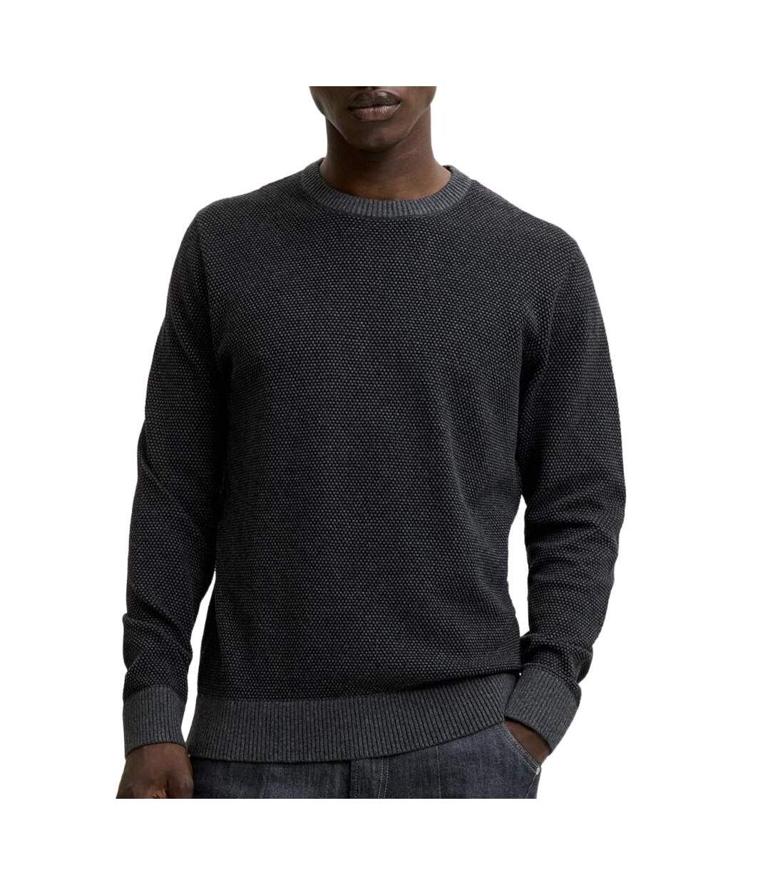 Pull gris foncé homme jack & jones globe knit-1