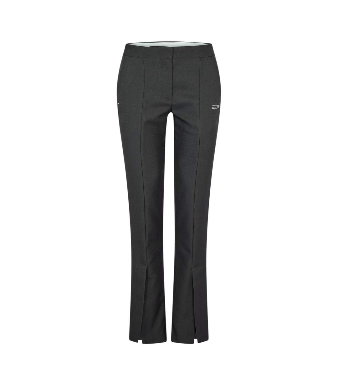 Womens/ladies Basic Slim Trousers Black Off White-2