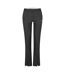 Womens/ladies Basic Slim Trousers Black Off White-2