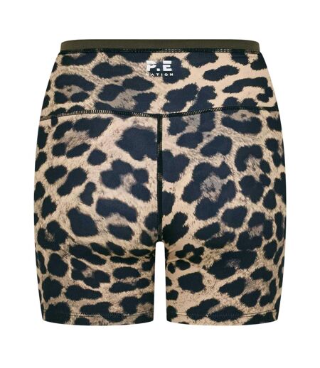 Womens/ladies Leopard Print High Waist Running Shorts Leopard PE Nation