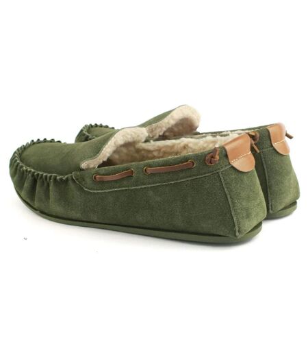 Eastern Counties Leather Mens Owen Berber Suede Moccasins (Olive) - UTEL400