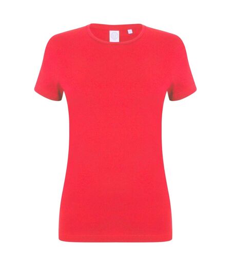 Skinni Fit Womens/Ladies Feel Good Stretch Short Sleeve T-Shirt (Bright Red) - UTRW4422