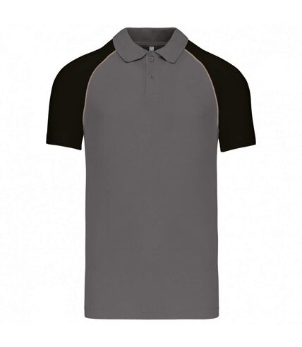 Kariban Mens Contrast Pique Baseball Polo Shirt (Slate Grey/Black)