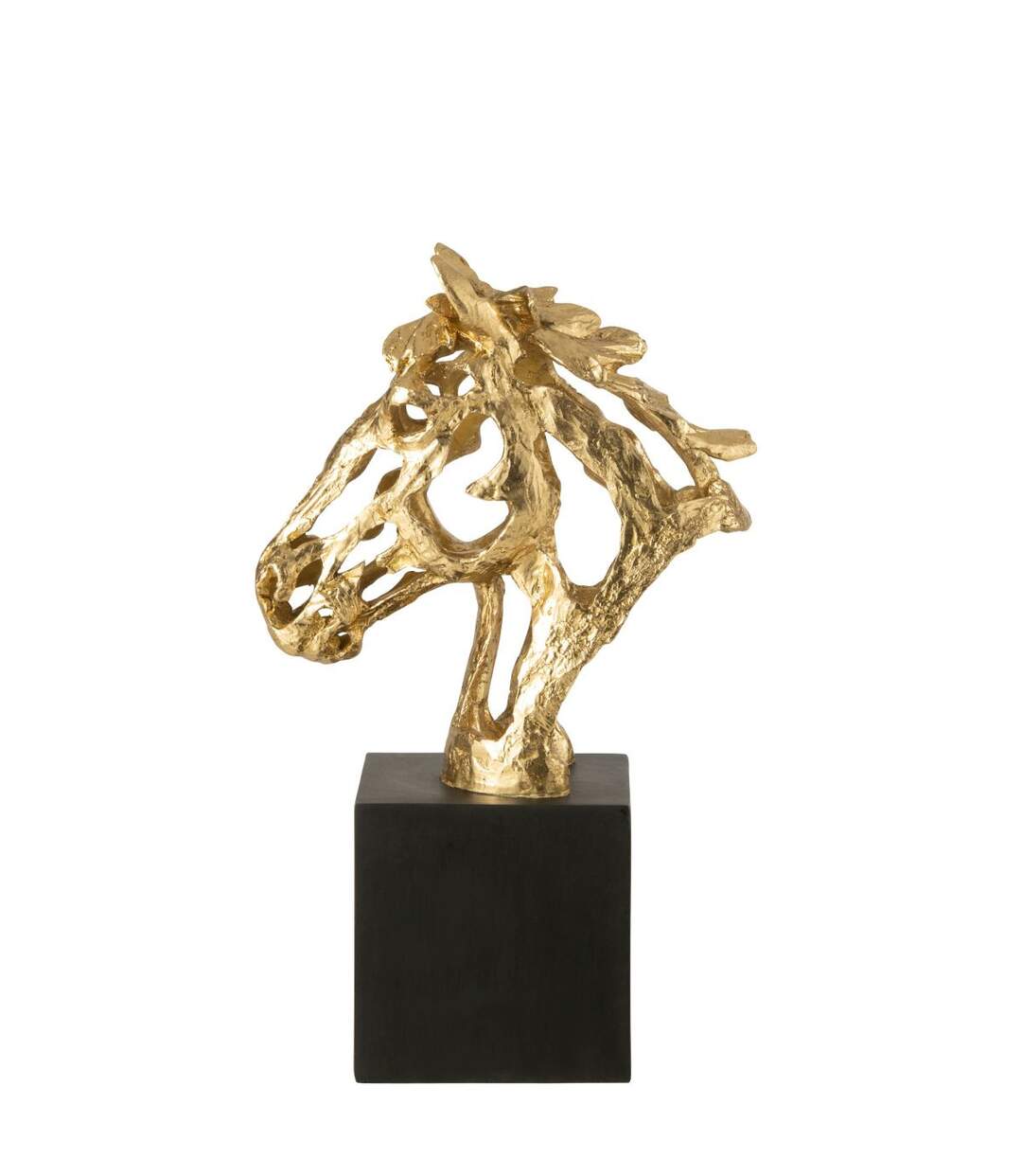 Tête de Cheval Ajourée sur Socle Hollywood 40cm Doré-3