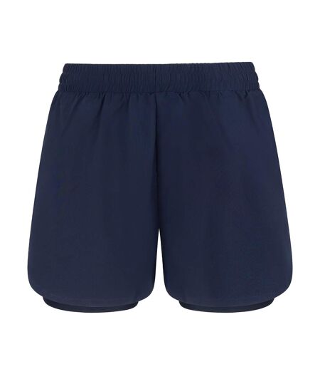 Womens/ladies Double Layered Sports Shorts Navy Navy Tombo