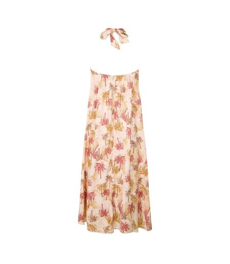 Robe Longue Motif/style Imprimé Palmier Femme Rose Jaune Biba