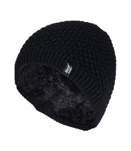 Ladies Crochet Knit Fleece Lined Warm Thermal Winter Beanie Hat