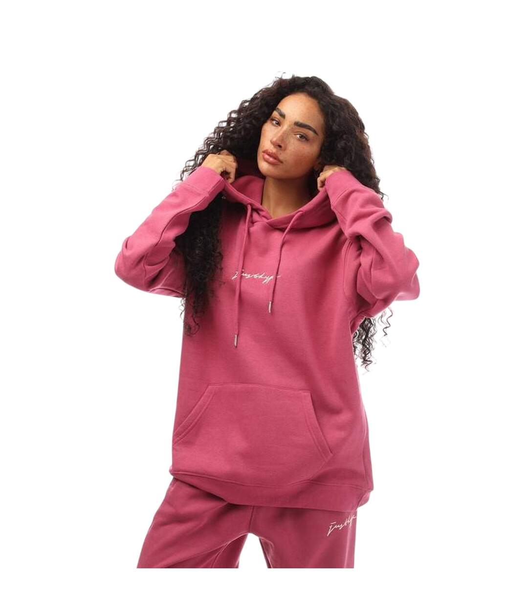 Mens Regular Drawstring Hoodie Pink Hype-4