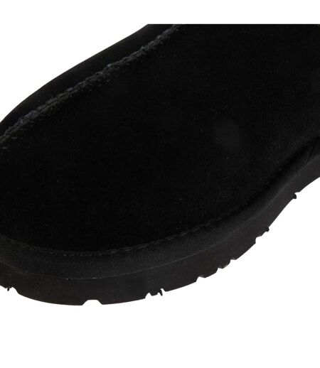 Womens/ladies Wigeon Cow Suede Slippers Black EverAu