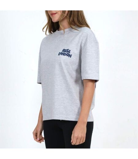 Unisex Adult Back Print Relaxed Fit T-shirt Grey Marl Marl Rose London