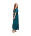 Robe Mi-longue Manches Style Ange Motif/style Floral En Relief Femme Vert Sarcelle Lovedrobe-2
