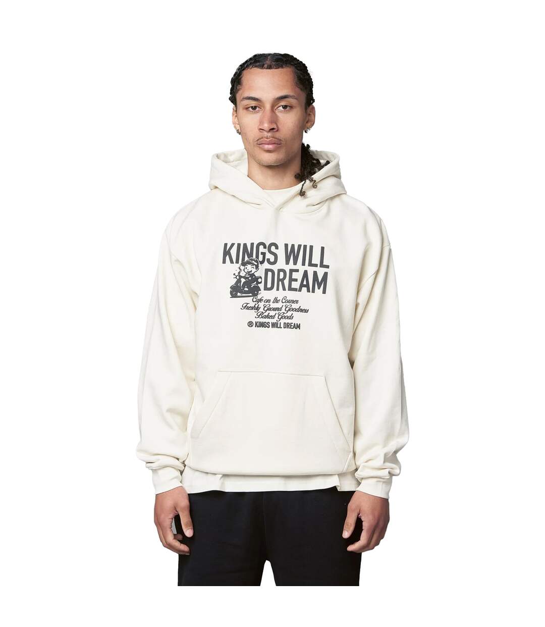 Mens Studio Cafe Boy Back Print Hoodie Off White Kings Will Dream-2
