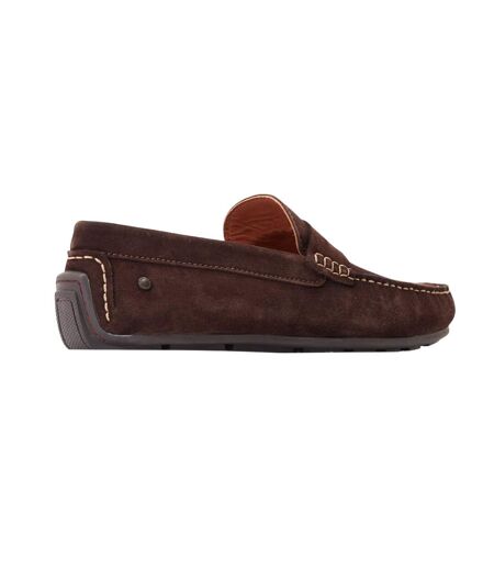 Mens Collins Driver Suede Loafers Dark Brown Base London