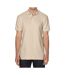 Mens softstyle double pique polo shirt sand Gildan