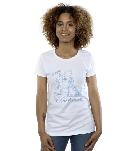 Disney Femme/Les femmes Frozen Magic Christmas Cotton T-Shirt (Blanc) - UTBI22075
