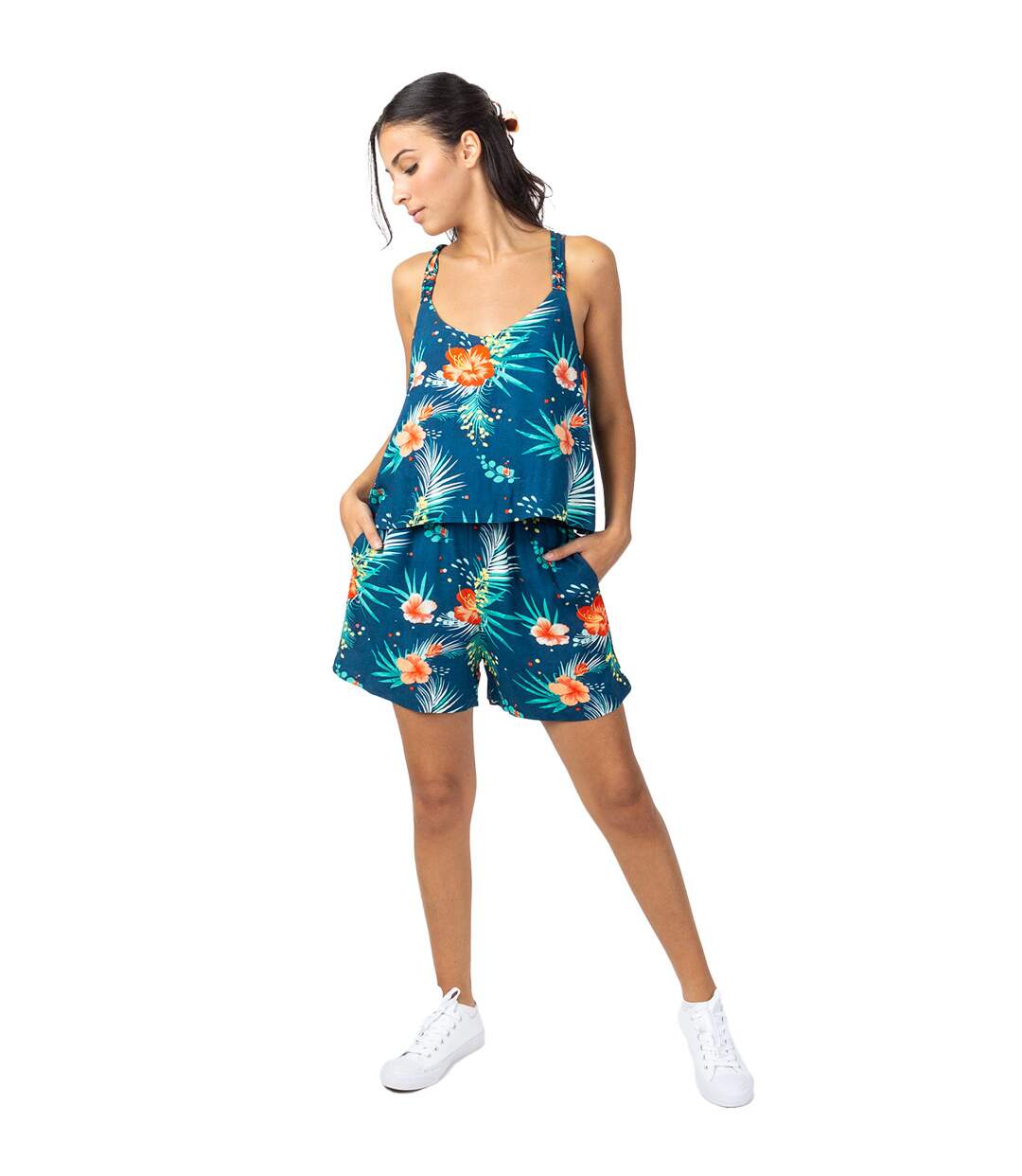 Combi Short femme plage STACY motif floral Coton Du Monde