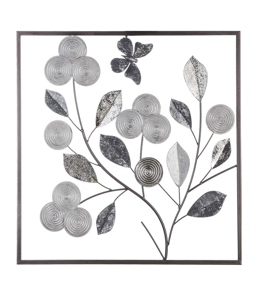 Décoration Murale Métal Fleurs 50cm Argent-1