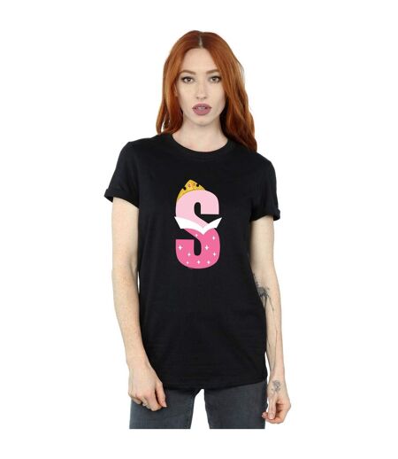 Disney Womens/Ladies Alphabet S Is For Sleeping Beauty Cotton Boyfriend T-Shirt (Noir) - UTBI42685