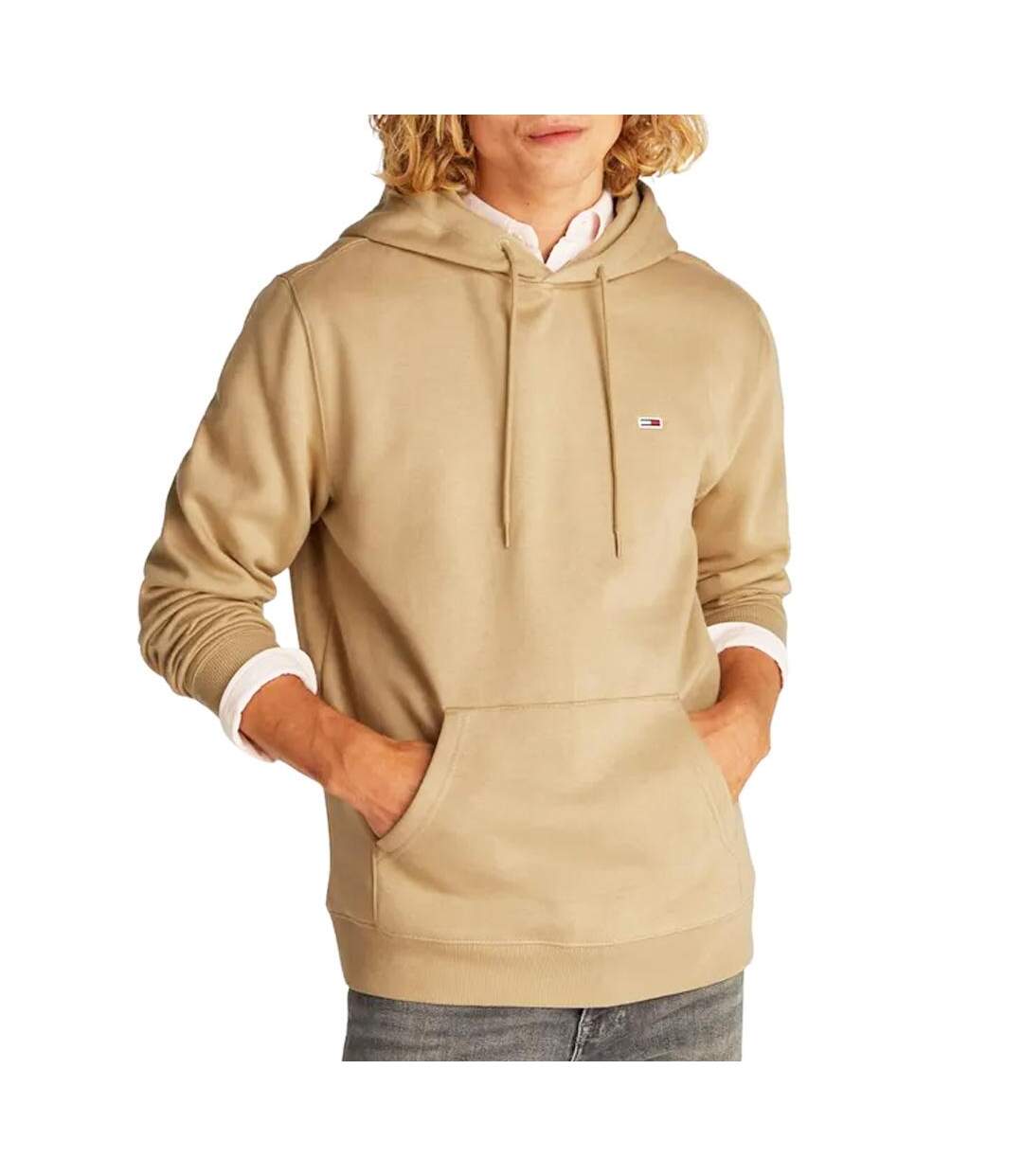 Sweat à capuche beige foncé homme tommy hilfiger flag hoodi - l-1