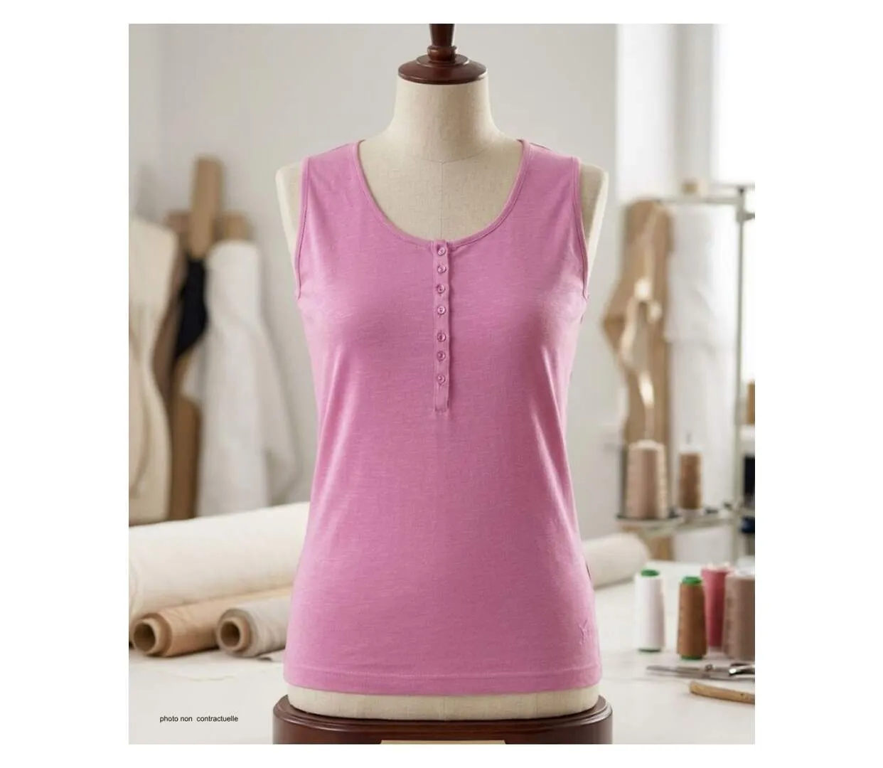 Débardeur femme DALTON4 MAYFLOWER – Top col tunisien en coton flammé pour une fraîcheur absolue-3