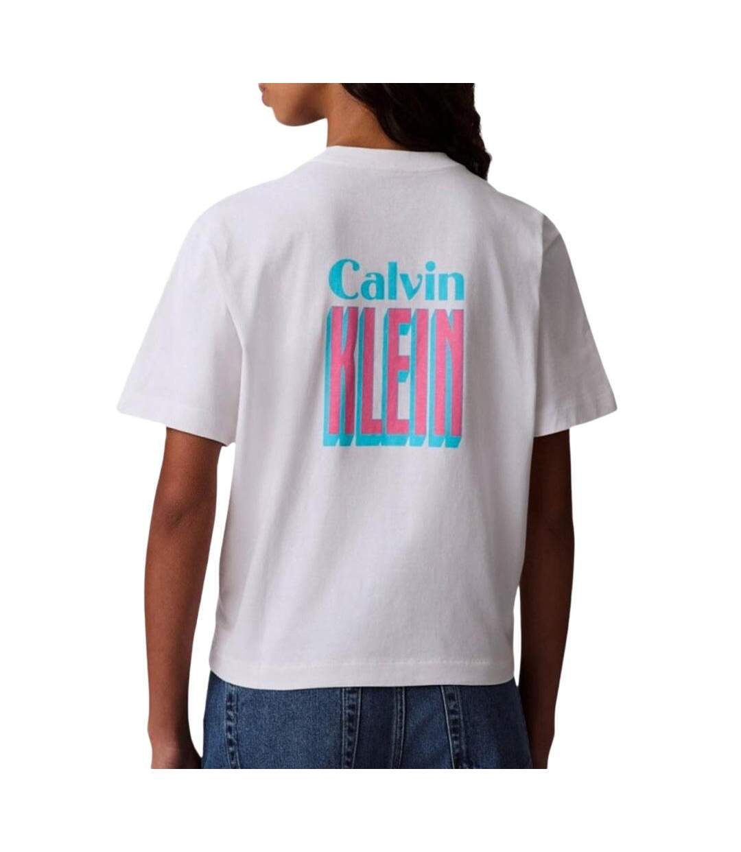 T-Shirt blanc femme calvin klein jeans boxy fit-2