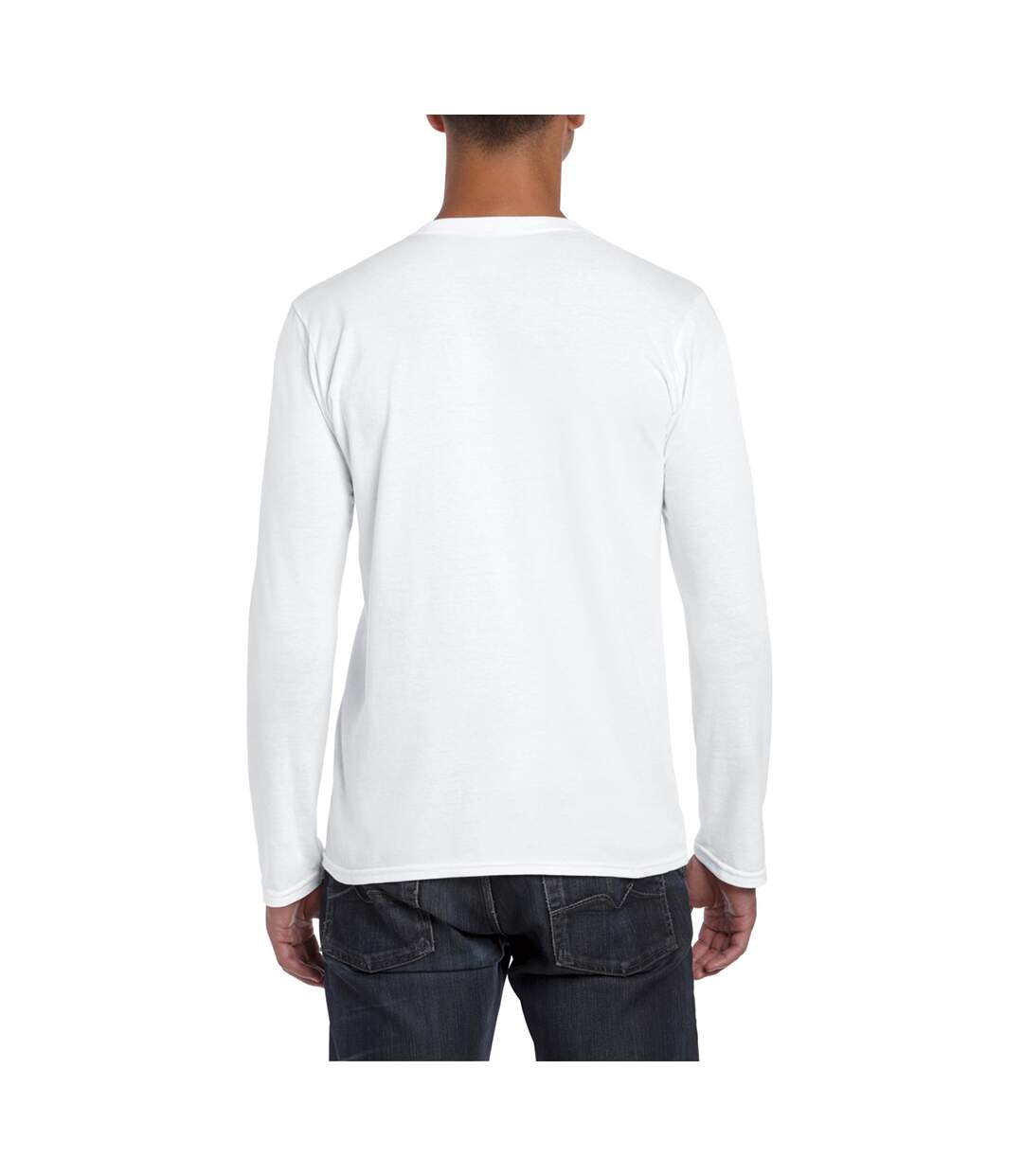 Gildan Mens Soft Style Long Sleeve T-Shirt (White)