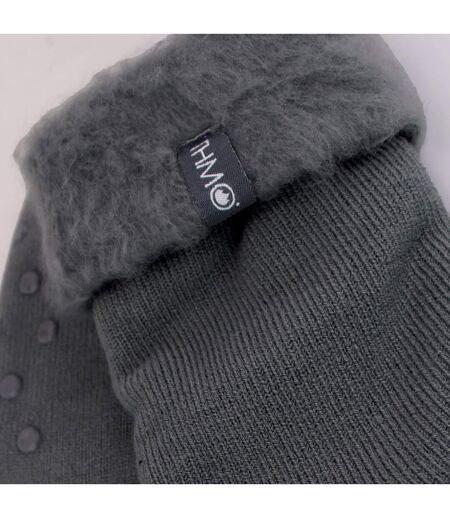 THMO - Homme Chaussettes de Lit Polaire Antidérapantes Chaudes