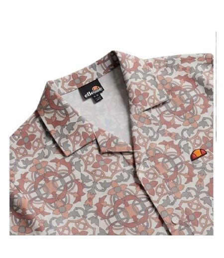 Mens Melos Geometric Short-sleeved Shirt Brown Beige Ellesse