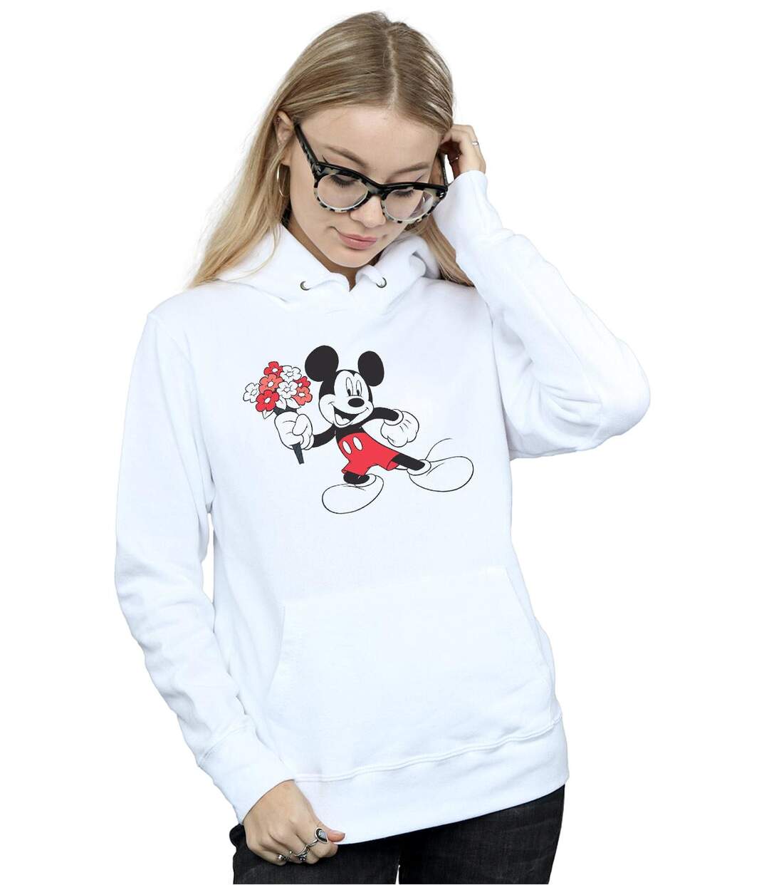 Disney Sweat à capuche Femme/Femme Mickey Mouse Flowers (Blanc) - UTBI11362-2