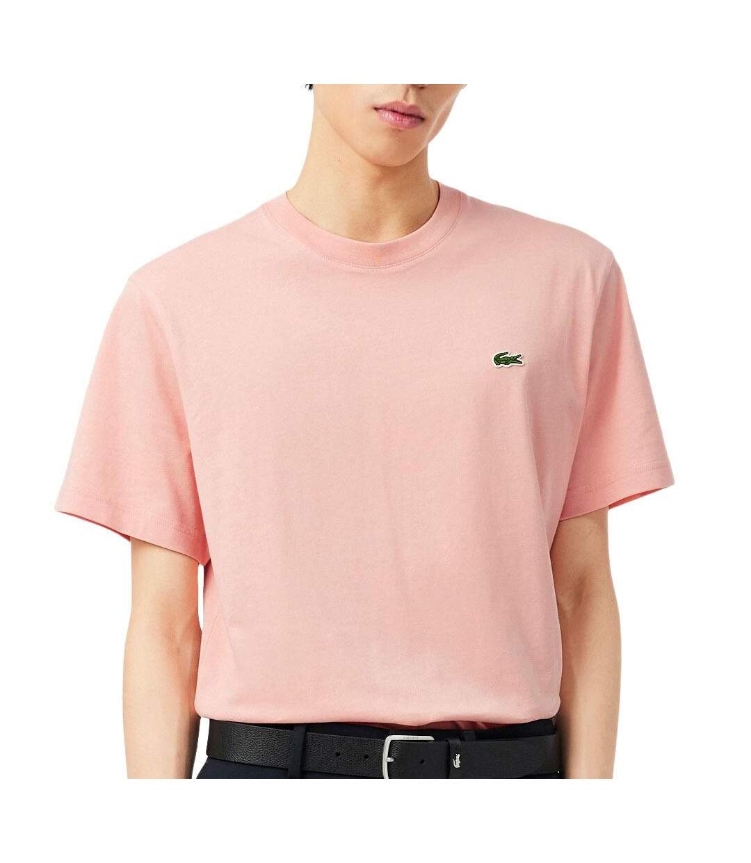 T-Shirt rose homme lacoste essentiel-1