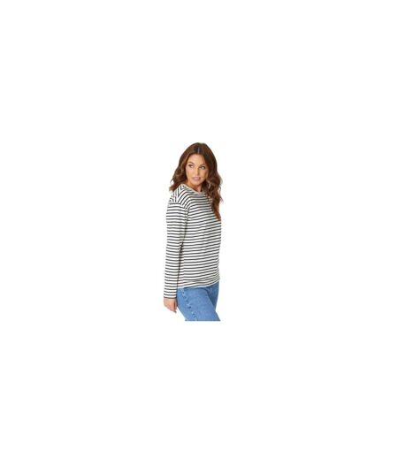 T-shirt Manches Longues Motif/style À Rayures Femme Crème Noir Be You
