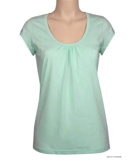 Tee-shirt Mayflower Djibouti4 en coton bio : la douceur du vert sauge et des fronces féminines