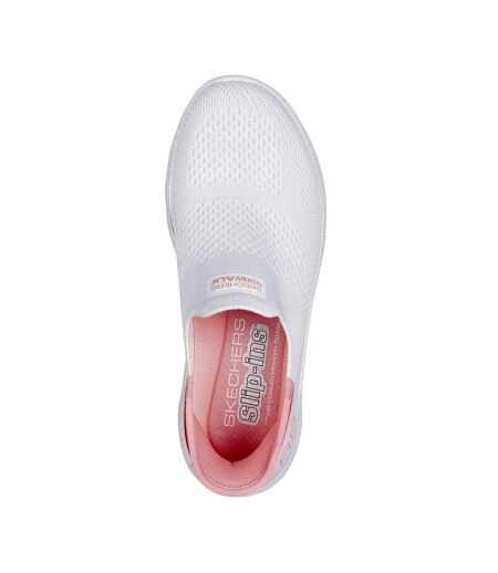 Womens/ladies go walk 7 mia trainers white/pink Skechers