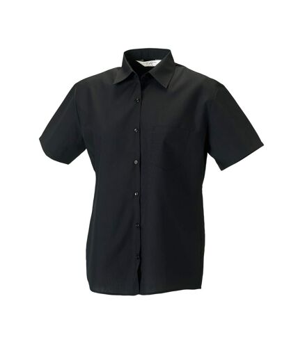 Russell Collection Womens/Ladies Poplin Easy-Care Short-Sleeved Formal Shirt (Black) - UTPC6188
