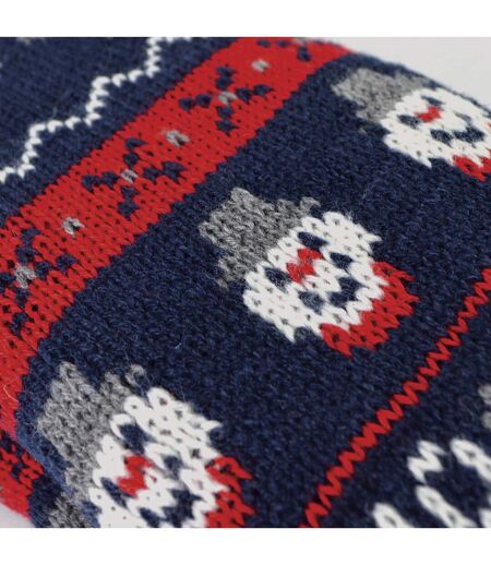 Mens Thermal Rudolph Design Christmas Fleece Lined Slipper Socks