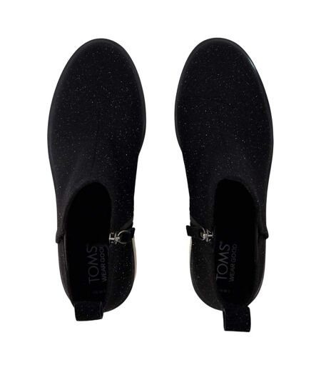 Womens/ladies Maude Shimmer Ankle Boots Black Toms