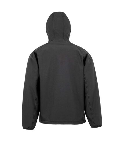 Result Genuine Recycled Mens Hooded 3 Layer Printable Soft Shell Jacket (Black) - UTPC6892