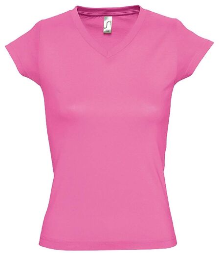 T-shirt manches courtes col V - Femme - 11388 - rose orchidée