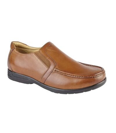 Roamers Mens Leather XXX Extra Wide Twin Gusset Casual shoe (Tan) - UTDF1638