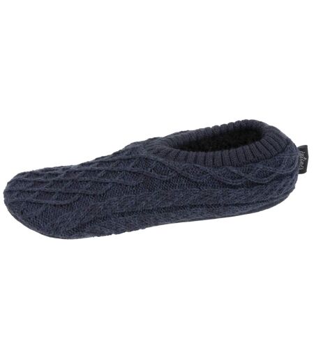 Isotoner Chaussettes d'intérieur homme maille torsadée, picots antidérapants