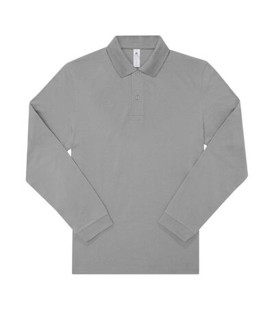 Mens My Long-sleeved Polo Shirt Sports Grey B&C