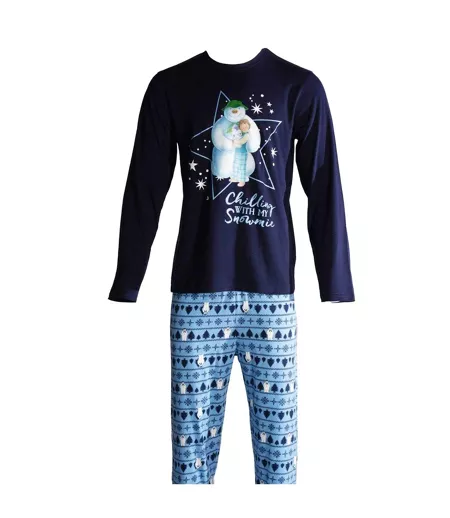 Ensemble De Pyjama Long Noël Motif/style Ours Polaire Homme Bleu The Snowman