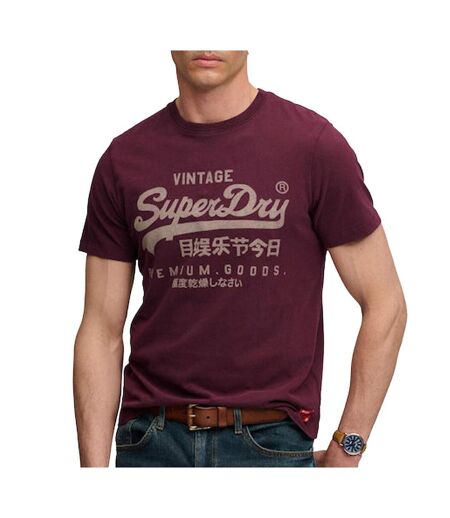 T-Shirt bordeaux/beige homme superdry classic