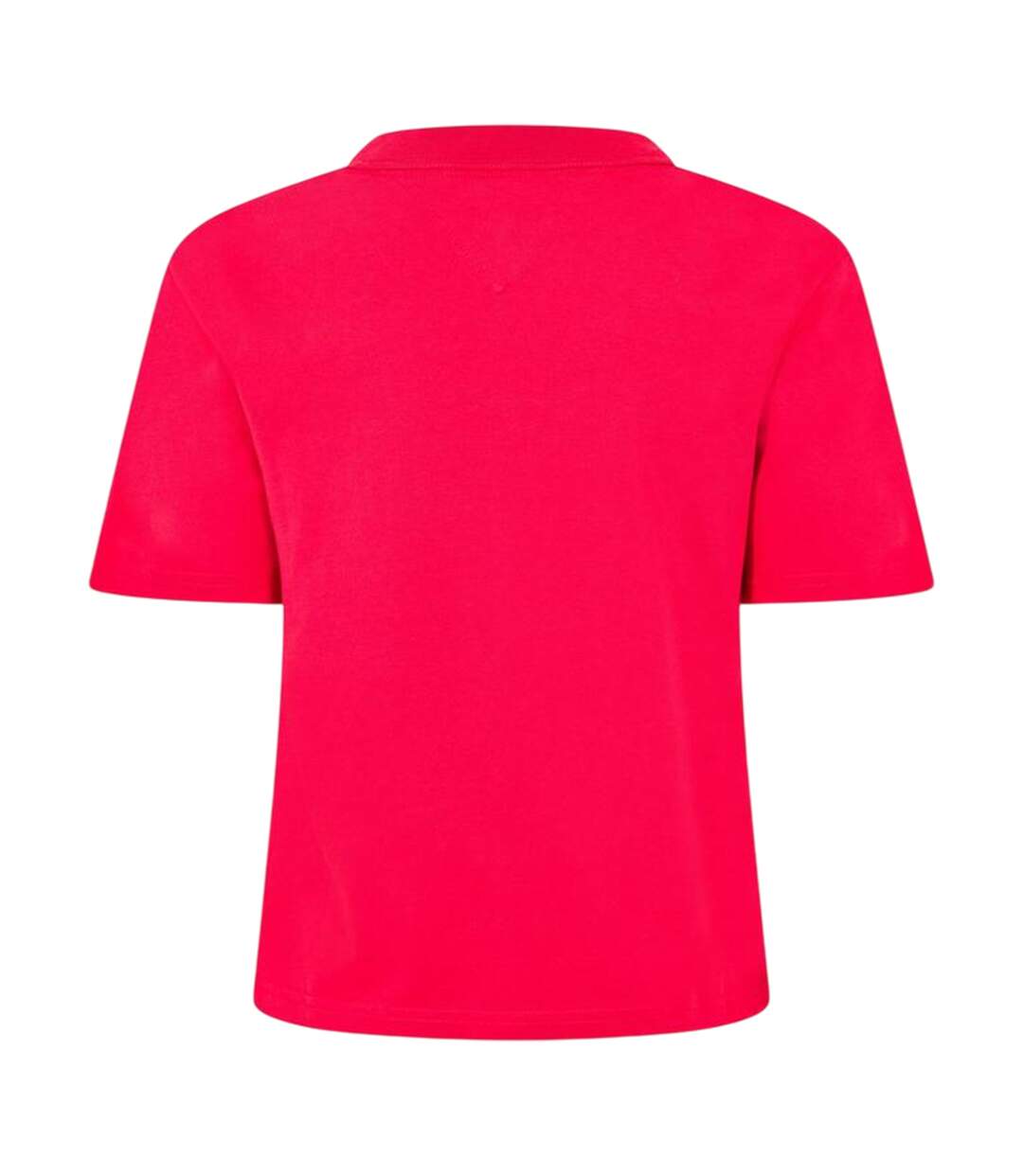 Womens/ladies Embroidered Logo Cotton Cropped T-shirt Rhubarb Red Tommy Jeans-2
