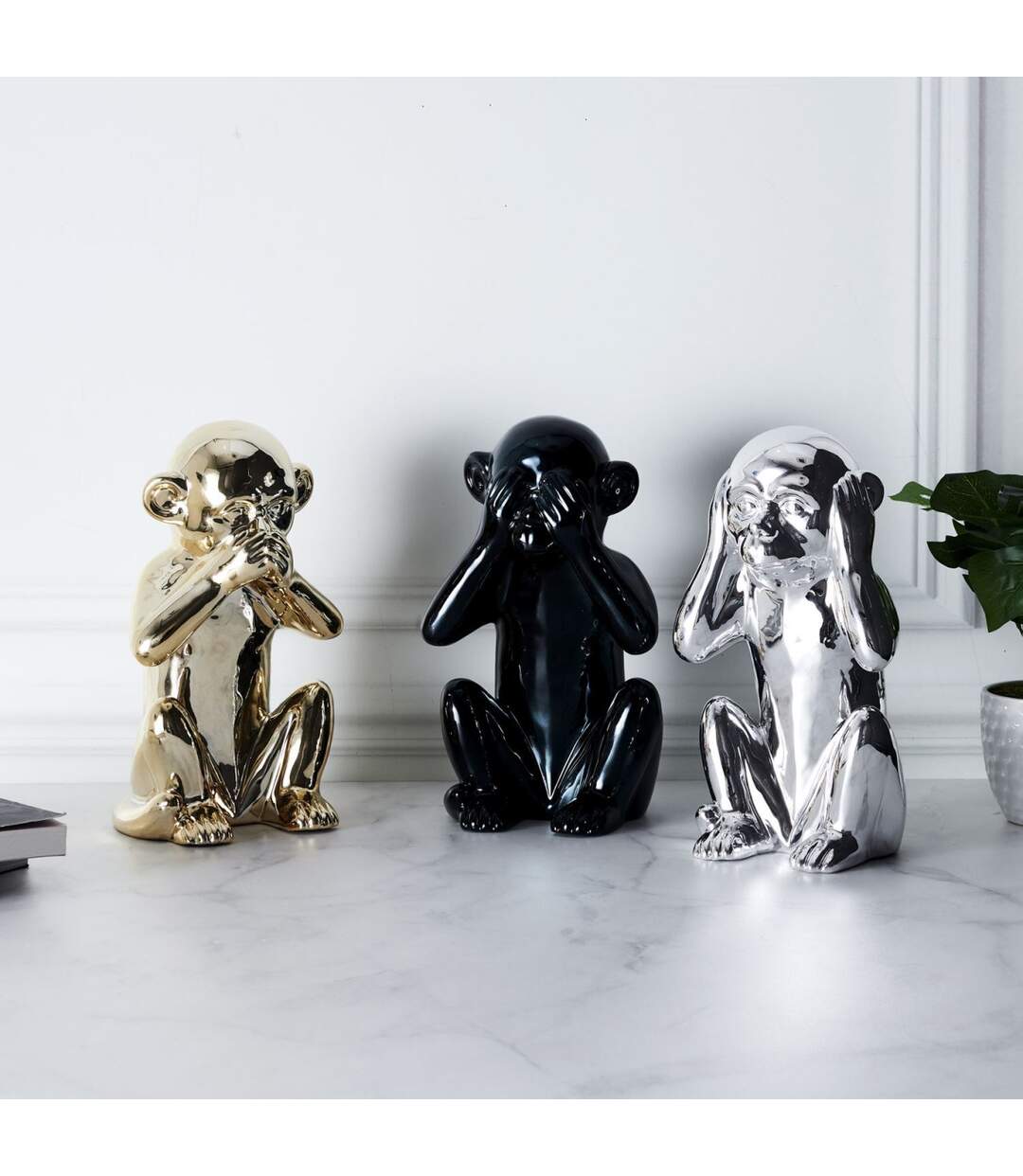 Statuette Déco Singe 28cm Noir-5