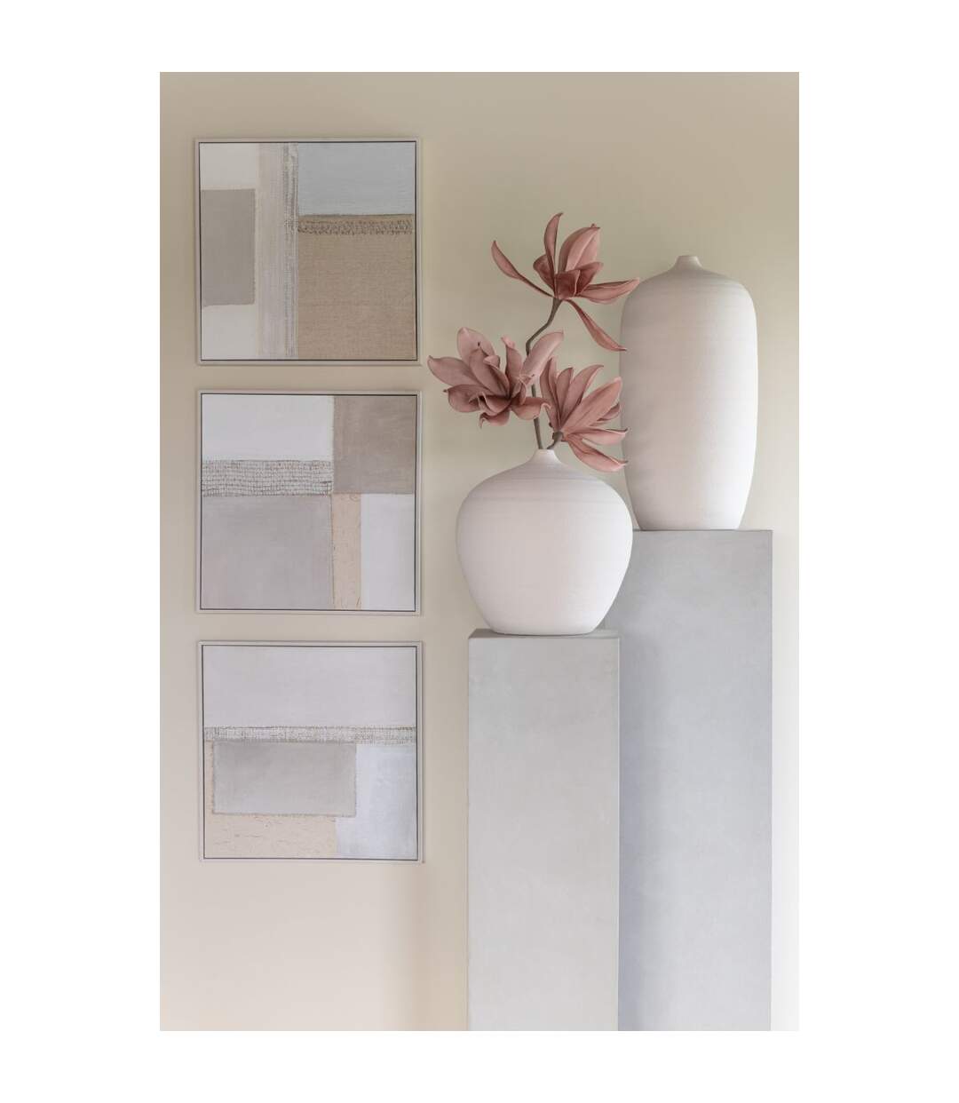 Vase Bouteille en Argile Cassia 35cm Blanc-3