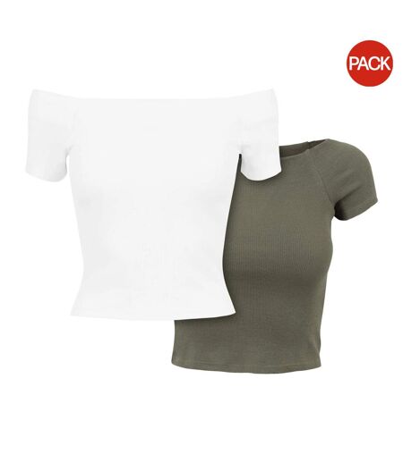 T-shirts Motif/style Côtelé Femme Blanc Olive Urban Classics