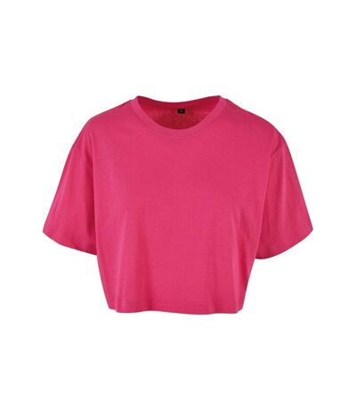 Build Your Brand Womens/Ladies Oversized Short-Sleeved Crop Top (Hibiscus Pink) - UTRW9837
