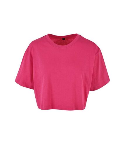 Build Your Brand Womens/Ladies Oversized Short-Sleeved Crop Top (Hibiscus Pink) - UTRW9837