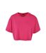 Build Your Brand Womens/Ladies Oversized Short-Sleeved Crop Top (Hibiscus Pink)
